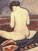 August Macke Sitting Nude with Cushions oil